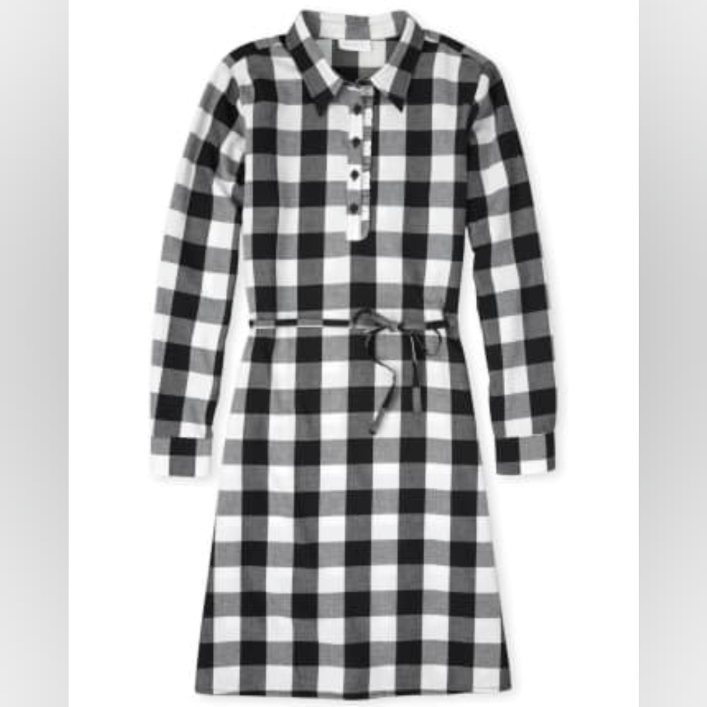 Womens Matching Family Buffalo Plaid Shirt Dress - black Size XS